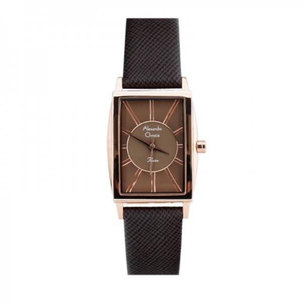 Alexandre Christie AC 2986 Rosegold Brown Leather LHLRGBO